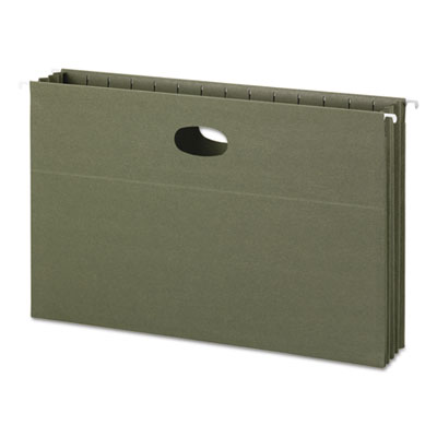 100% Recycled Hanging Pockets with Full-Height Gusset, Legal Size, Standard Green, 10/Box SMD64326