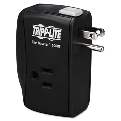 Protect It! Portable Surge Protector, 2 AC Outlets, 1,050 J, Black
