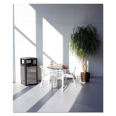 Evos Series Steel Waste Container, 38 gal, Steel, Black