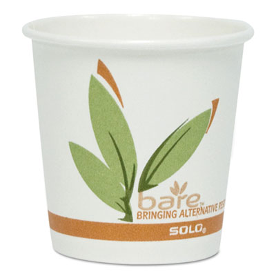 Bare by Solo Eco-Forward Recycled Content PCF Paper Hot Cups, 8 oz, Green/White/Beige, 1,000/Carton SCC378RC