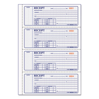 Money Receipt Book, FormGuard Cover, Three-Part Carbonless, 7 x 2.75, 4 Forms/Sheet, 100 Forms Total Money Receipt Book, FormGuard Cover, Three-Part Carbonless, 7 x 2.75, 4 Forms/Sheet, 100 Forms Total