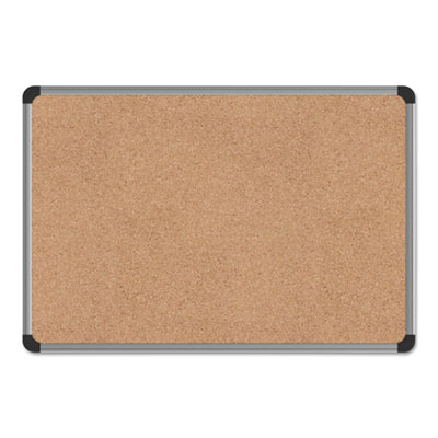 Cork Board with Aluminum Frame, 24 x 18, Natural, Silver Frame UNV43712