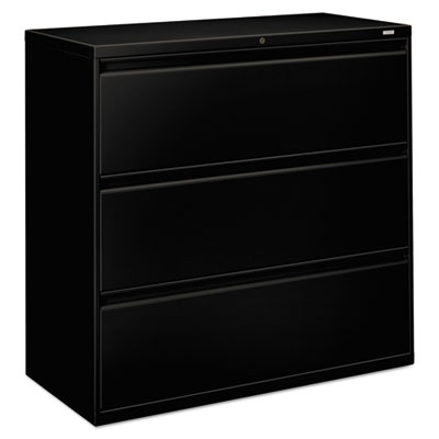 Brigade 800 Series Lateral File, 3 Legal/Letter-Size File Drawers, Black, 42" x 18" x 39.13" HON893LP