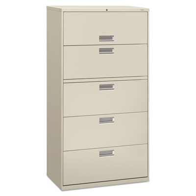 Brigade 600 Series Lateral File, 4 Legal/Letter-Size File Drawers, 1 Roll-Out File Shelf, Light Gray, 36" x 18" x 64.25" HON685LQ