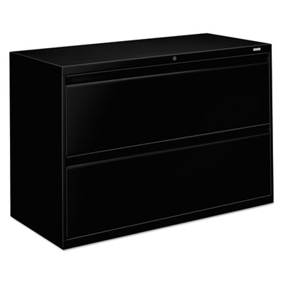 Brigade 800 Series Lateral File, 2 Legal/Letter-Size File Drawers, Black, 42" x 18" x 28" HON892LP
