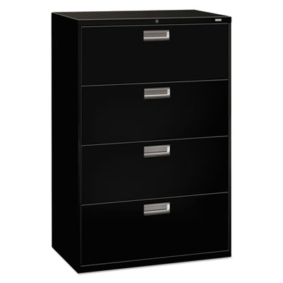 Brigade 600 Series Lateral File, 4 Legal/Letter-Size File Drawers, Black, 36" x 18" x 52.5" HON684LP