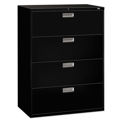 Brigade 600 Series Lateral File, 4 Legal/Letter-Size File Drawers, Black, 42" x 18" x 52.5" HON694LP