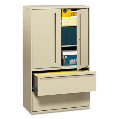Brigade 700 Series Lateral File, Three-Shelf Enclosed Storage, 2 Legal/Letter-Size File Drawers, Putty, 42" x 18" x 64.25" HON795LSL