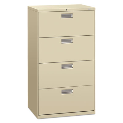 Brigade 600 Series Lateral File, 4 Legal/Letter-Size File Drawers, Putty, 30" x 18" x 52.5" HON674LL