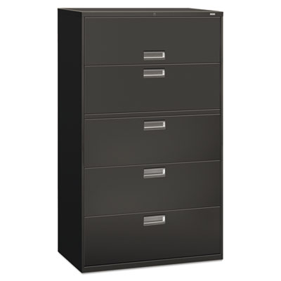 Brigade 600 Series Lateral File, 4 Legal/Letter-Size File Drawers, 1 Roll-Out File Shelf, Charcoal, 42" x 18" x 64.25" HON695LS
