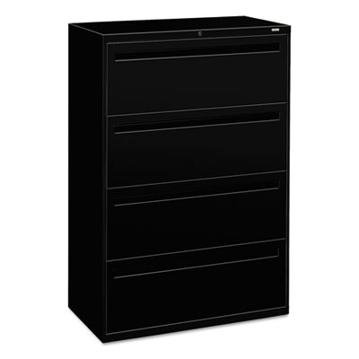Brigade 700 Series Lateral File, 4 Legal/Letter-Size File Drawers, Black, 36" x 18" x 52.5" HON784LP