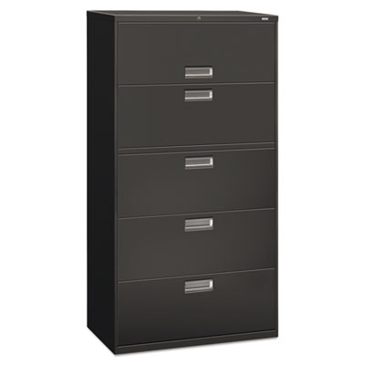 Brigade 600 Series Lateral File, 4 Legal/Letter-Size File Drawers, 1 Roll-Out File Shelf, Charcoal, 36" x 18" x 64.25" HON685LS