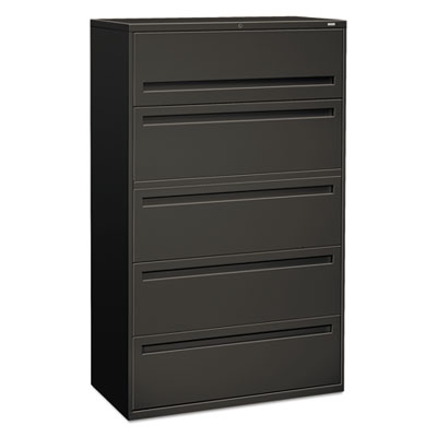 Brigade 700 Series Lateral File, 4 Legal/Letter-Size File Drawers, 1 File Shelf, 1 Post Shelf, Charcoal, 42" x 18" x 64.25" HON795LS