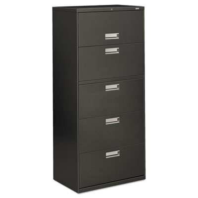 Brigade 600 Series Lateral File, 4 Legal/Letter-Size File Drawers, 1 File Shelf, 1 Post Shelf, Charcoal, 30" x 18" x 64.25" HON675LS