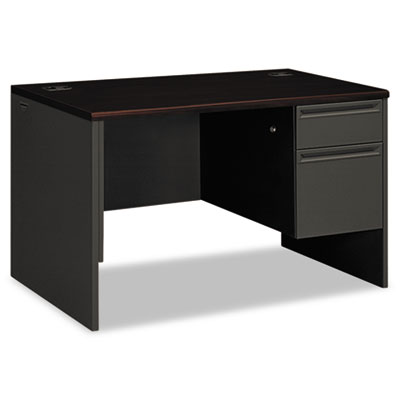 38000 Series Right Pedestal Desk, 48" x 30" x 29.5", Mahogany/Charcoal HON38251NS