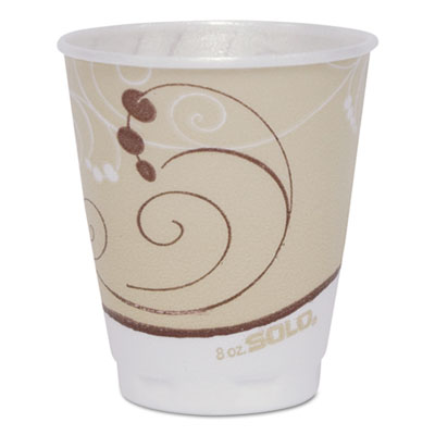SOLO Cup Company Symphony Design Trophy Foam Hot/Cold Drink Cups 12oz Beige 100 