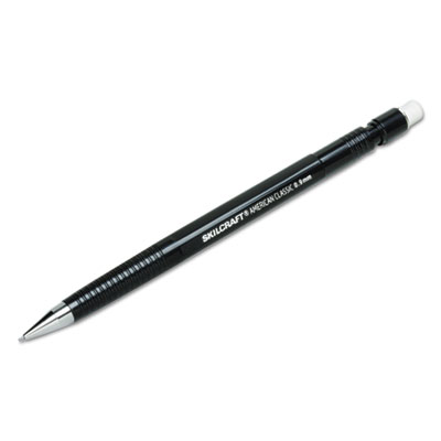 7520001615664 SKILCRAFT American Classic Mechanical Pencil, 0.9 mm, HB (#2.5), Black Lead, Black Barrel, Dozen NSN1615664