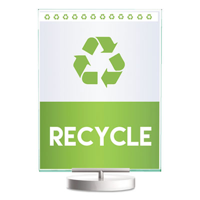 Superior Image Swivel Sign Holder w/Green Edge, 8.5 x 11 Insert, Silver Base