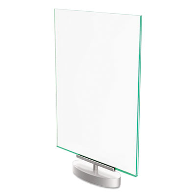 Superior Image Swivel Sign Holder w/Green Edge, 8.5 x 11 Insert, Silver Base