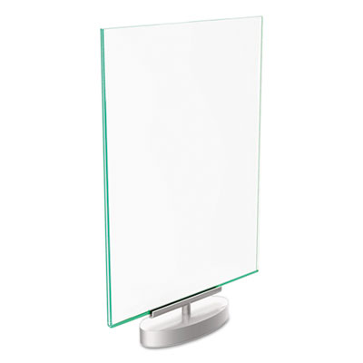 Superior Image Swivel Sign Holder w/Green Edge, 8.5 x 11 Insert, Silver Base