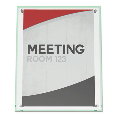 Superior Image Beveled Edge Sign Holder, Letter Insert, Clear/Green-Tinted Edges