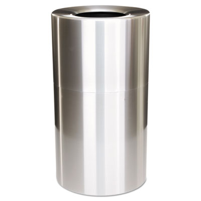 2-Piece Open Top Indoor Receptacle, Round, with Liner, 35 gal, Satin Aluminum RCPAOT35SANL