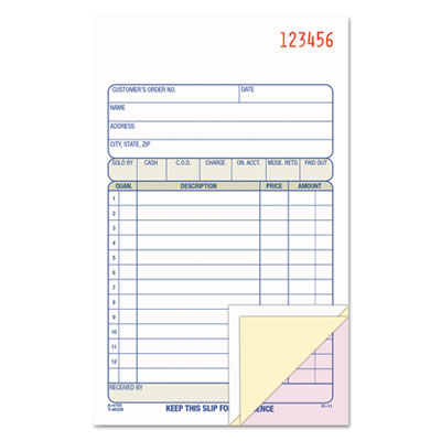 Carbonless Sales Order Book, Three-Part Carbonless, 4.19 x 7.19, 50 Forms ABFTC4705