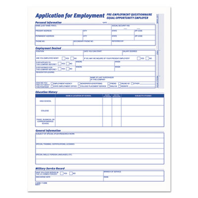 TOPS(TM) Comprehensive Employee Application Form