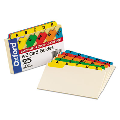 Oxford™ Manila Index Card Guides with Laminated Tabs