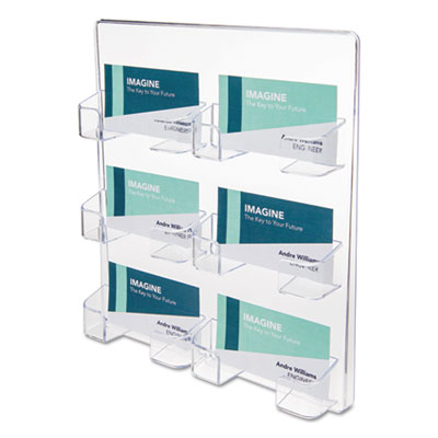 6-Pocket Business Card Holder, Holds 480 Cards, 8.5 x 1.63 x 9.75, Plastic, Clear DEF70601