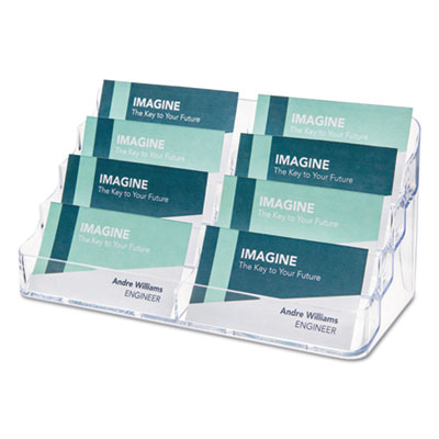 8-Pocket Business Card Holder, Holds 400 Cards, 7.78 x 3.5 x 3.38, Plastic, Clear DEF70801
