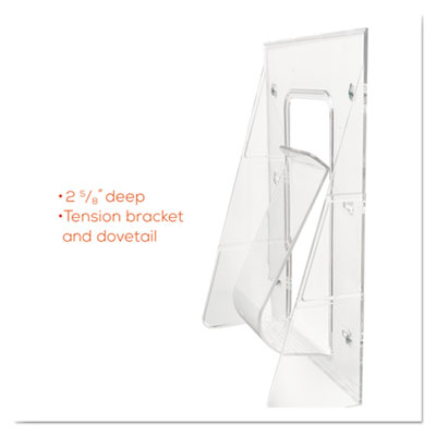 Stand-Tall Wall-Mount Literature Rack, Magazine, 9.13w x 3.25d x 11.88h, Clear