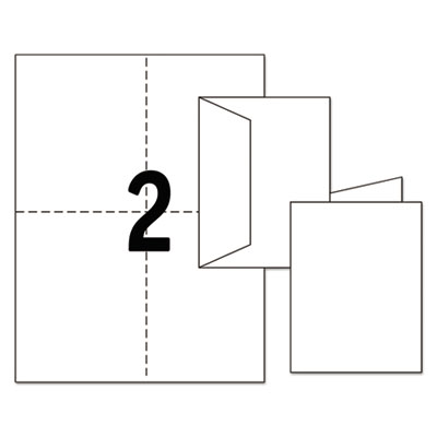 Note Cards with Matching Envelopes, Laser, 80 lb, 4.25 x 5.5, Uncoated White, 60 Cards, 2 Cards/Sheet, 30 Sheets/Pack