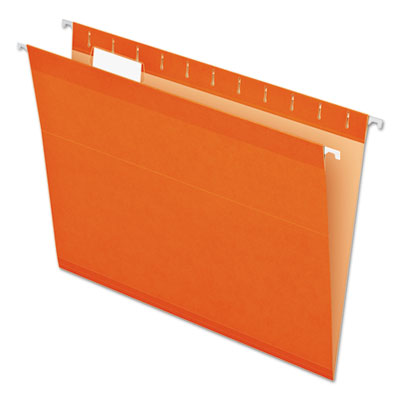 Colored Reinforced Hanging Folders, Letter Size, 1/5-Cut Tabs, Orange, 25/Box PFX415215ORA
