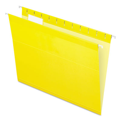 Colored Reinforced Hanging Folders, Letter Size, 1/5-Cut Tabs, Yellow, 25/Box PFX415215YEL