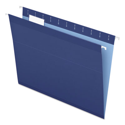 Colored Reinforced Hanging Folders, Letter Size, 1/5-Cut Tabs, Navy, 25/Box PFX415215NAV