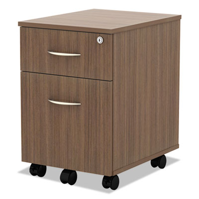 Alera Valencia Series Mobile Pedestal, Left/Right, 2-Drawers: Box/File, Legal/Letter, Modern Walnut, 15.88
