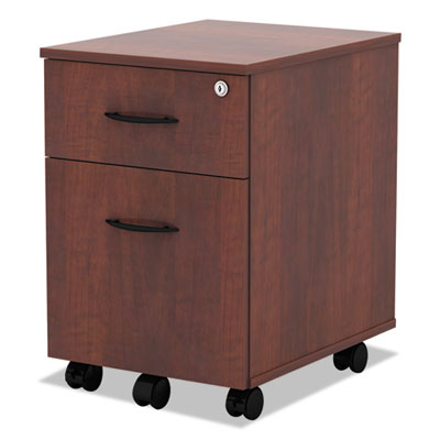 Alera Valencia Series Mobile Pedestal, Left/Right, 2-Drawers: Box/File, Legal/Letter, Medium Cherry, 15.88