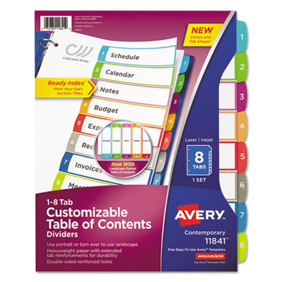 Avery® Customizable Table of Contents Ready Index® Multicolor Dividers with Printable Section Titles
