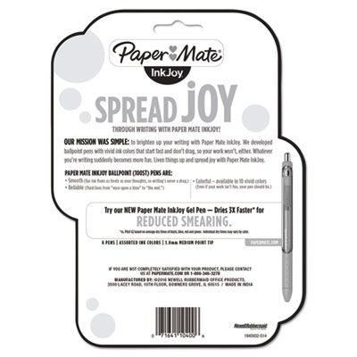 InkJoy 100 Ballpoint Pen, Stick, Medium 1 mm, Assorted Ink and Barrel Colors, 8/Pack