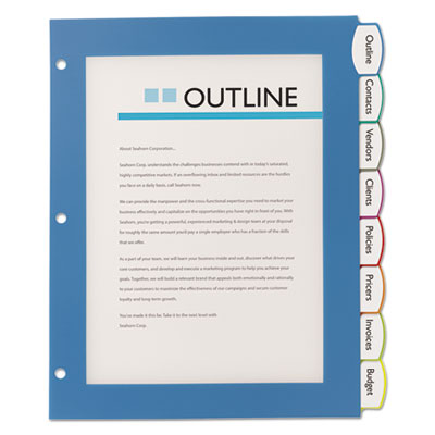 Big Tab Ultralast Plastic Dividers, 8-Tab, 11 X 8.5, Assorted, 1 Set