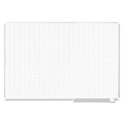 MasterVision Gridded Magnetic Porcelain Dry Erase Project Planning Board, 1" x 2" Cells, 72" x 48", White Surface, Satin Aluminum Frame (BVCCR1230830) BVCCR1230830