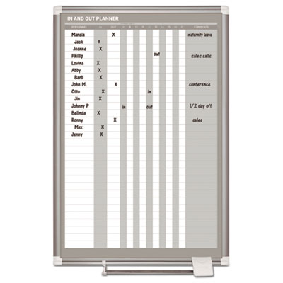 In-Out Magnetic Dry Erase Board, 30-Person Tracking, 24