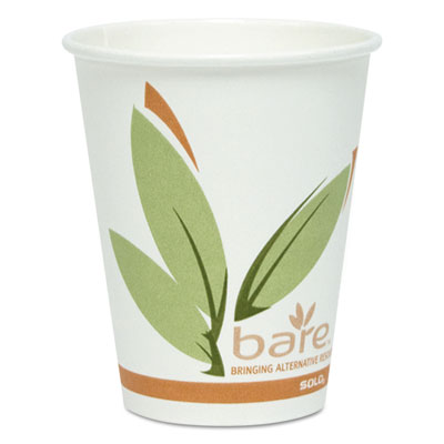 Bare by Solo Eco-Forward Recycled Content PCF Paper Hot Cups, 8 oz, Green/White/Beige, 500/Carton SCCOF8RCJ8484