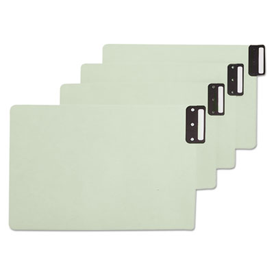100% Recycled End Tab Pressboard Guides with Metal Tabs, 1/3-Cut End Tab, Blank, 8.5 x 14, Green, 50/Box SMD63235
