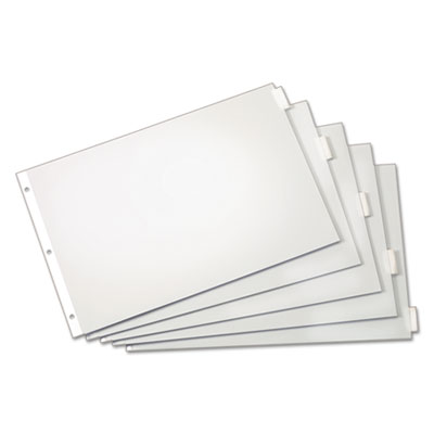 Paper Insertable Dividers, 5-Tab, 11 x 17, White, Clear Tabs, 1 Set