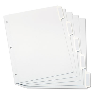 Custom Label Tab Dividers with Self-Adhesive Tab Labels, 5-Tab, 11 x 8.5, White, 25 Sets OXF11314