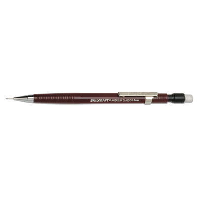 7520016522436 SKILCRAFT American Classic Mechanical Pencil, 0.5 mm, HB (#2.5), Black Lead, Burgundy Barrel, Dozen NSN6522436