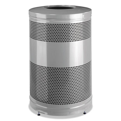 Classics Open Top Waste Receptacle, 51 gal, Stardust Silver Metallic with Black Lid RCPS55ETSMPLBK