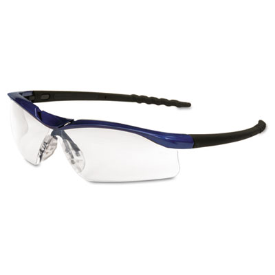 Dallas Wraparound Safety Glasses, Metallic Blue Frame, Clear AntiFog Lens CRWDL310AF